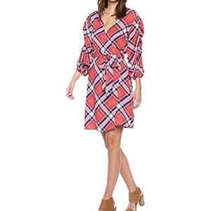Ella Moon Red Plaid Paulina Wrap Dress Small H